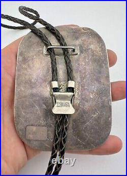 4 Massive Vtg Navajo Sterling Silver Blue Druzy Quartz Bolo Tie 134.3g