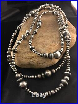 48 Long Navajo Pearls Native American Sterling Silver Mixed Bead Necklace