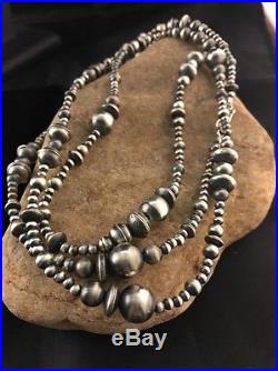 48 Long Navajo Pearls Native American Sterling Silver Necklace Gift