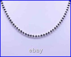 4mm Navajo Pearls Necklace. 925 Sterling Silver Real Genuine Navajo Pearls