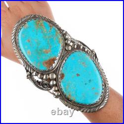 6.75 Vintage Huge Stover Paul Navajo sterling silver turquoise cuff bracelet