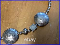 66g Vintage Necklace 925 STERLING SILVER Chain Navajo Pearl Bead Jewelry