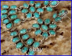 $680 TRI-LEVEL Navajo TURQUOISE CLUSTER DANGLE Sterling Silver Earrings HEAVY