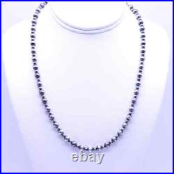 6mm Sterling Silver Alternating Pattern Navajo Pearls Southwest Beaded Necklace