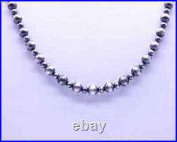 6mm Sterling Silver Alternating Pattern Navajo Pearls Southwest Beaded Necklace