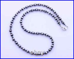 6mm Sterling Silver Alternating Pattern Navajo Pearls Southwest Beaded Necklace