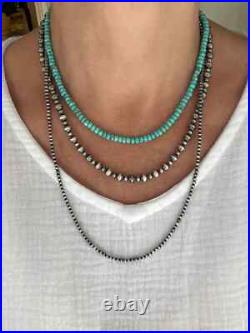 6mm Sterling Silver Alternating Pattern Navajo Pearls Southwest Beaded Necklace