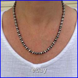 6mm Sterling Silver Alternating Pattern Navajo Pearls Southwest Beaded Necklace