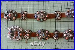 7.5 ozt 69 Stones! HARRY MORGAN signed Navajo CONCHO BELT buckle Sterling Silver