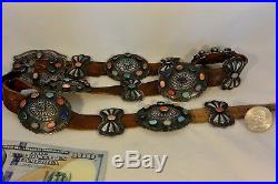 7.5 ozt 69 Stones! HARRY MORGAN signed Navajo CONCHO BELT buckle Sterling Silver