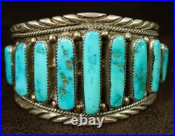 7 Inch OLD PAWN Solid NAVAJO Handmade Sterling TURQUOISE Men's Heavy Bracelet