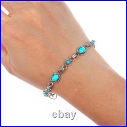 8 RLE Navajo sterling silver turquoise vintage petite link bracelet