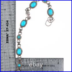 8 RLE Navajo sterling silver turquoise vintage petite link bracelet