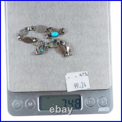 8 RLE Navajo sterling silver turquoise vintage petite link bracelet