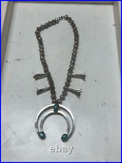 925 Sterling Silver Squash Blossom Necklace 15 Choker 46G Old Pa Navajo Native