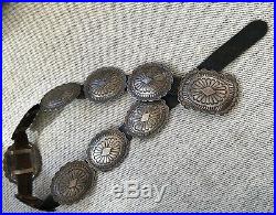 A+ Classic Old Pawn Navajo Southwestern Sterling Silver Concho Belt & Buckle