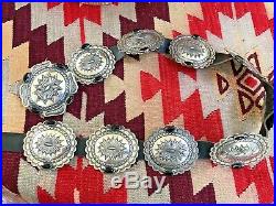 A+ Hefty Navajo Southwestern Sterling Silver & Onyx Kirk Smith Concho Belt 525gr