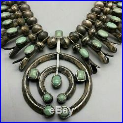 A Vintage Green Turquoise Handmade Squash Blossom Necklace That is A Stunner
