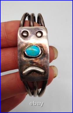 Adorable Navajo Cuff Bracelet Sterling Silver, Turquoise 6