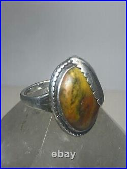 Agate ring size 10 Navajo leaf sterling silver women