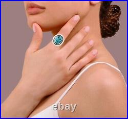 Albert J. Platero Navajo Sterling Silver Blue Turquoise Shadowbox Ring Size 6