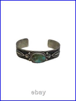 Albert Jake Navajo Stamped/Sterling Silver/Blue Turquoise Bracelet Bangle Cuff