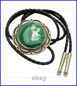 Alexander Piechowski-Begay Navajo Sterling Silver Malachite Bolotie