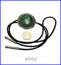 Alexander Piechowski-Begay Navajo Sterling Silver Malachite Bolotie