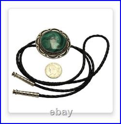 Alexander Piechowski-Begay Navajo Sterling Silver Malachite Bolotie