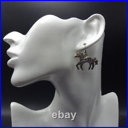 Allison Manuelito NAVAJO Sterling Silver HORSE Equestrian EARRINGS Indian Pony
