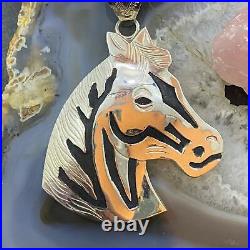 Alonzo Mariano Native American Sterling Silver Overlay Horse Head Unisex Pendant