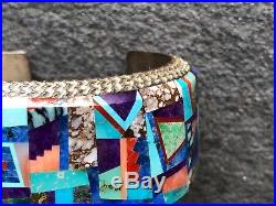 Alvin Yellowhorse Multi-Stone Inlay Sterling Silver Navajo Cuff Bracelet