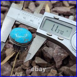 Amazing Big Navajo Sterling Silver & Turquoise Mens Ring Size 11 Adjustable