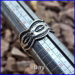 Amazing Big Navajo Sterling Silver & Turquoise Mens Ring Size 11 Adjustable