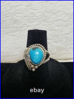 Amazing Vintage Navajo Turquoise Sterling Silver Ring Old