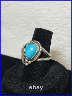 Amazing Vintage Navajo Turquoise Sterling Silver Ring Old