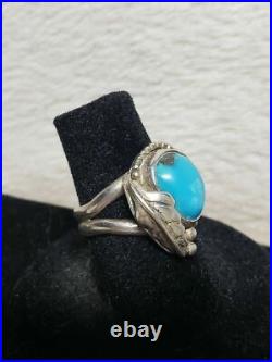 Amazing Vintage Navajo Turquoise Sterling Silver Ring Old