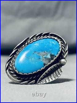 Ann Begay Vintage Navajo Turquoise Sterling Silver Leaf Ring Old
