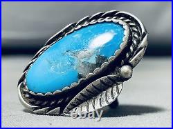 Ann Begay Vintage Navajo Turquoise Sterling Silver Leaf Ring Old