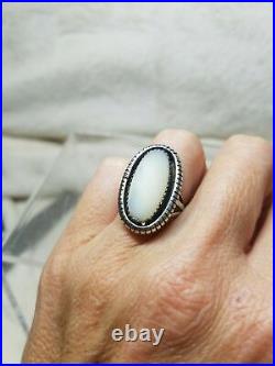 Antique NAVAJO Sterling Silver Large Bold Stone RING, size 4.5