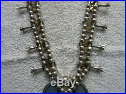 Antique Native American Squash Blossom Silver Necklace/naja Royston Turquoise