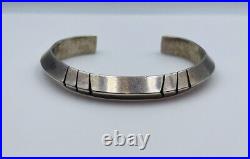 Antique Old Pawn Navajo Sterling Silver Hand Made Beveled Heavy Cuff Bracelet