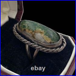 Antique Vintage Native Navajo Sterling Silver Pawn Turquoise Ring Sz 3.25 6.8g