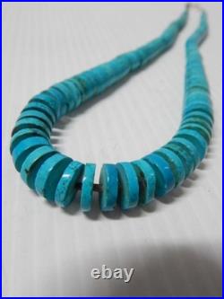 Antique / Vintage Navajo Indian Sterling Silver + Turquoise Heishi Necklace