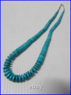 Antique / Vintage Navajo Indian Sterling Silver + Turquoise Heishi Necklace