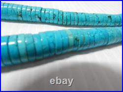 Antique / Vintage Navajo Indian Sterling Silver + Turquoise Heishi Necklace