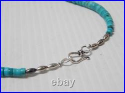 Antique / Vintage Navajo Indian Sterling Silver + Turquoise Heishi Necklace