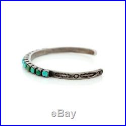 Antique Vintage Sterling Coin Silver Native Navajo Row Ajax Turquoise Bracelet