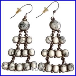 Astute Phil Livingston Navajo Sterling Silver White buffalo turquoise Earrings