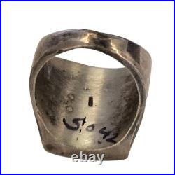 Astute Vintage Navajo Blue Gem Turquoise Channel Inlay Sterling Silver Ringsz8.5